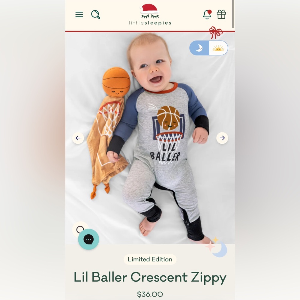 Little Sleepies Lil Baller Crescent Zippy